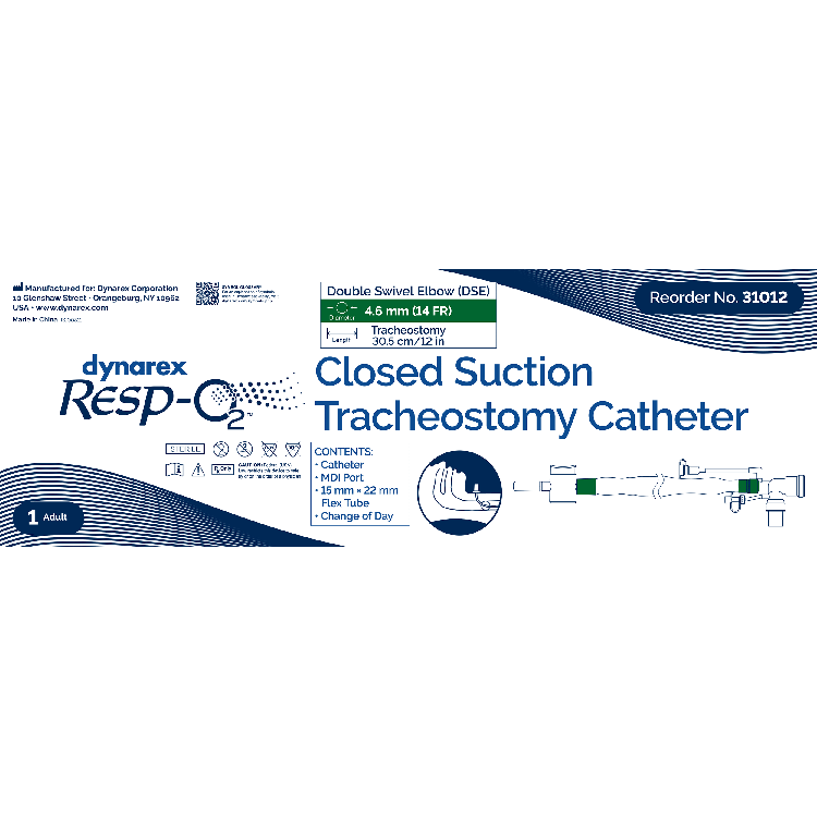 Close Suction Tracheal Catheter w/ Double Swivel Elbow, 14FR, 10 Count Per Box
