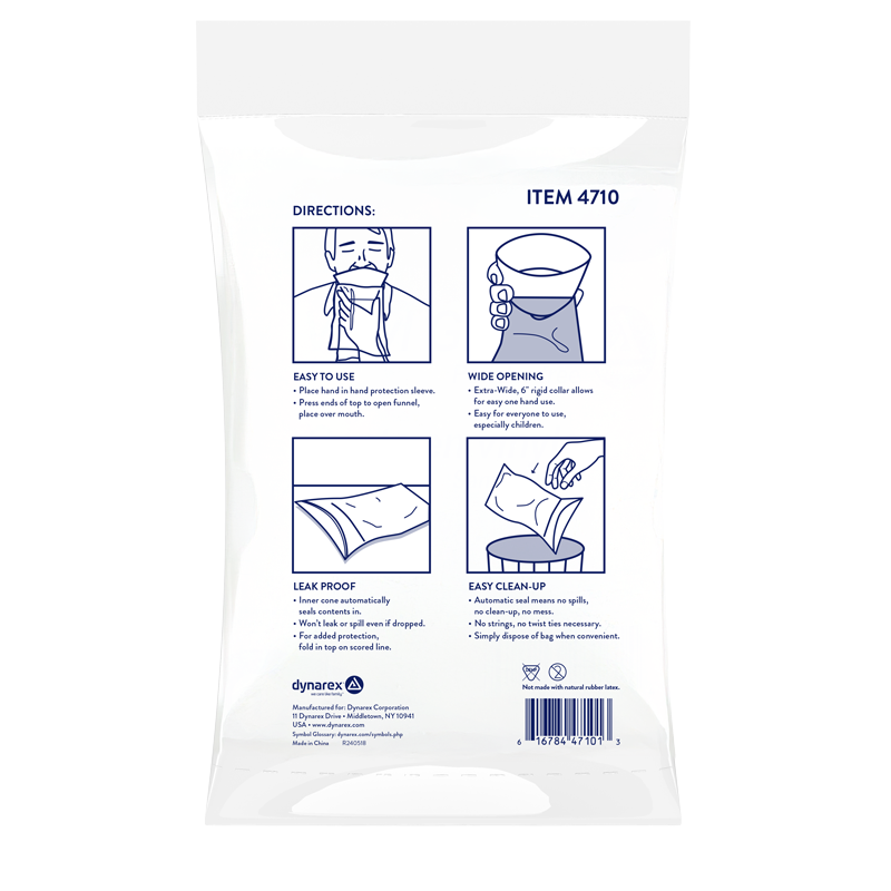 Emesis Bag w/ Hand Protection, White 10 Pack