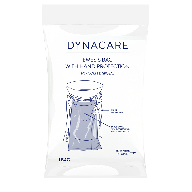 Emesis Bag w/ Hand Protection, White 10 Pack