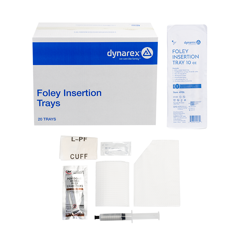Foley Insertion Tray w/ Prefilled Syringe- Sterile, 10cc, 20 count Per Case