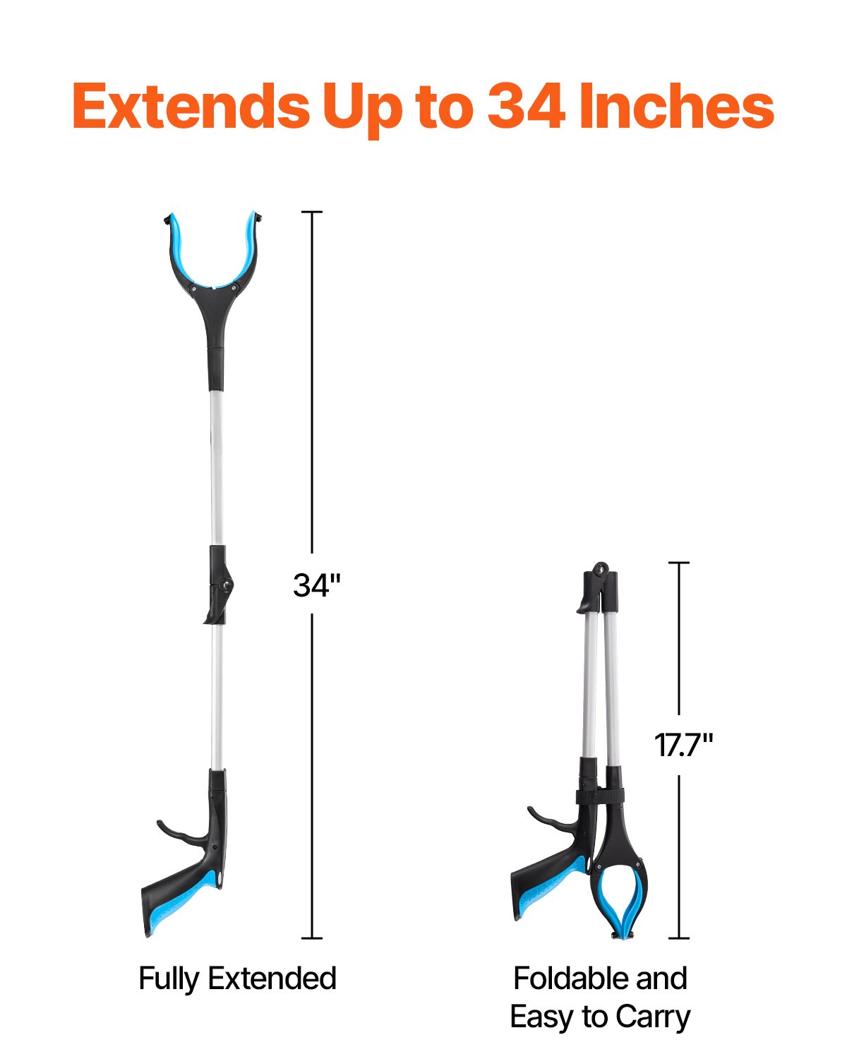 Grabber Reacher Tool, Foldable Reacher Grabber Pickup Tool With 360 Rotating Jaw & Magnets, Grabber Tool Heavy Duty