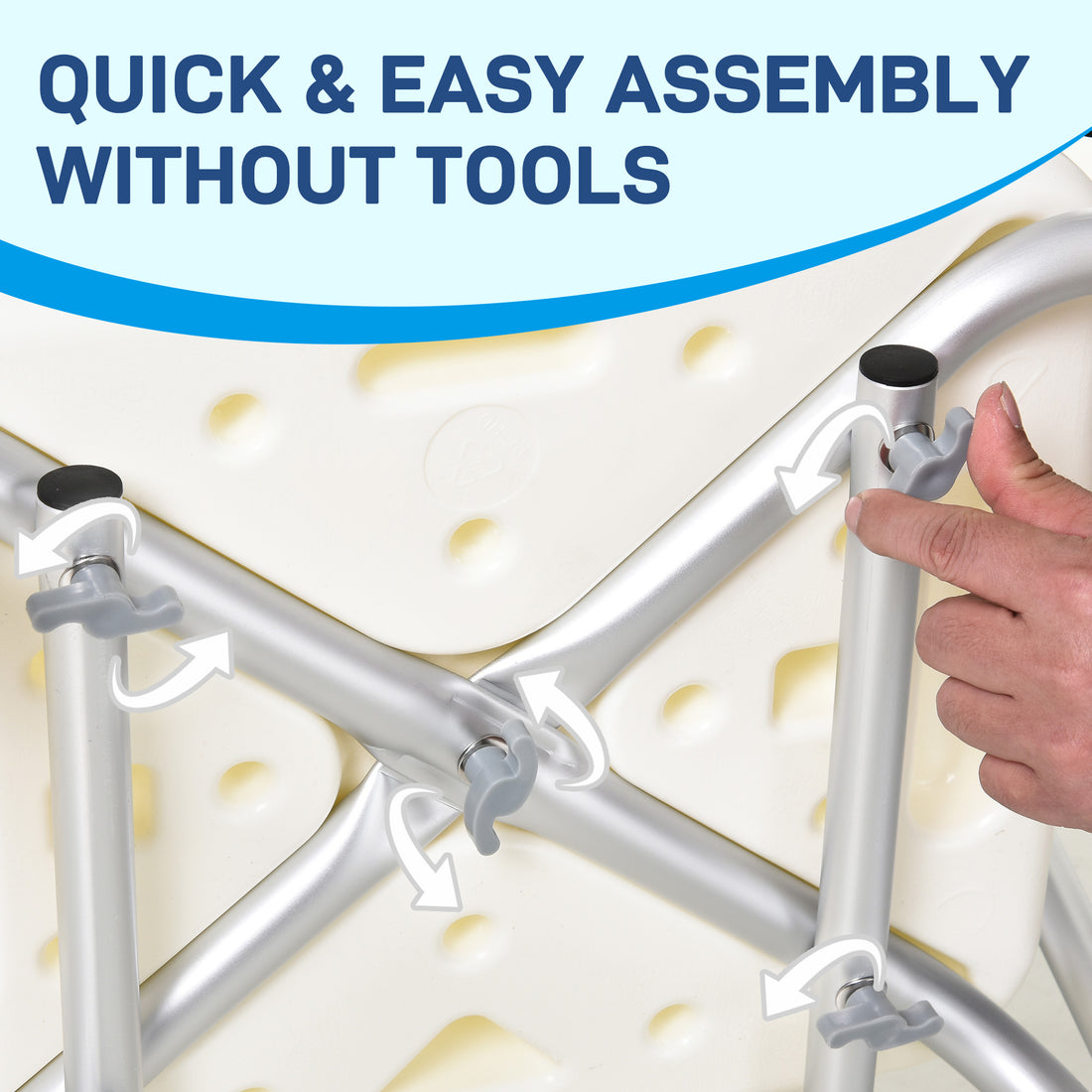 Shower Chair, Mobility Medical Grade Bath Chair, Adjustable Shower Bench with Removable Armrests for Seniors, Handicap, Disabled