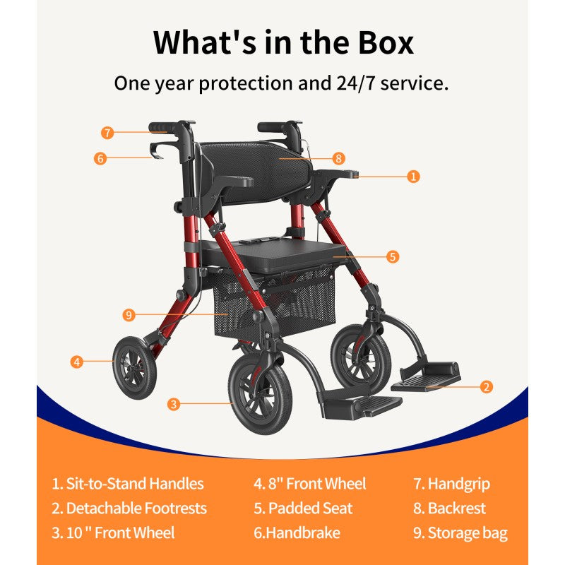 Z51 Combo 2-in-1 Rollator-Transport Chair Walker