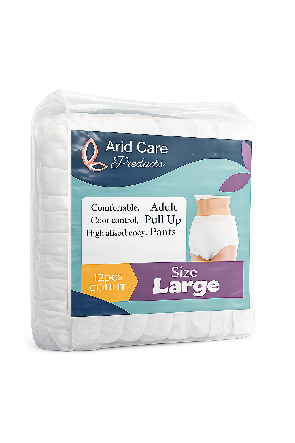 Disposable Adult Incontinence Underwear, Pull-Ups. Moderate to heavy Absorbent Adult Diapers with Leak Protection. Available in Medium (M), Large (L), and Extra Large (XL).