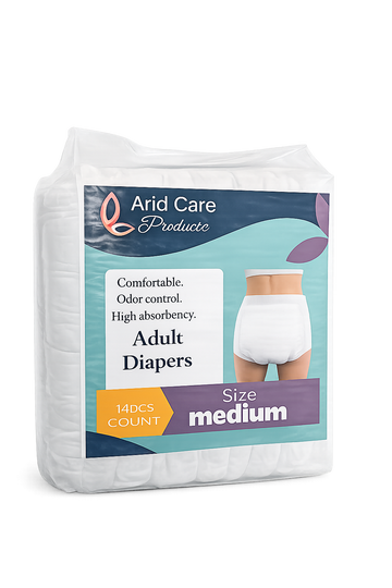 Disposable Adult Diapers Moderate to heavy Absorbent with Leak Protection. Available in Medium (M), Large (L), and Extra Large (XL).