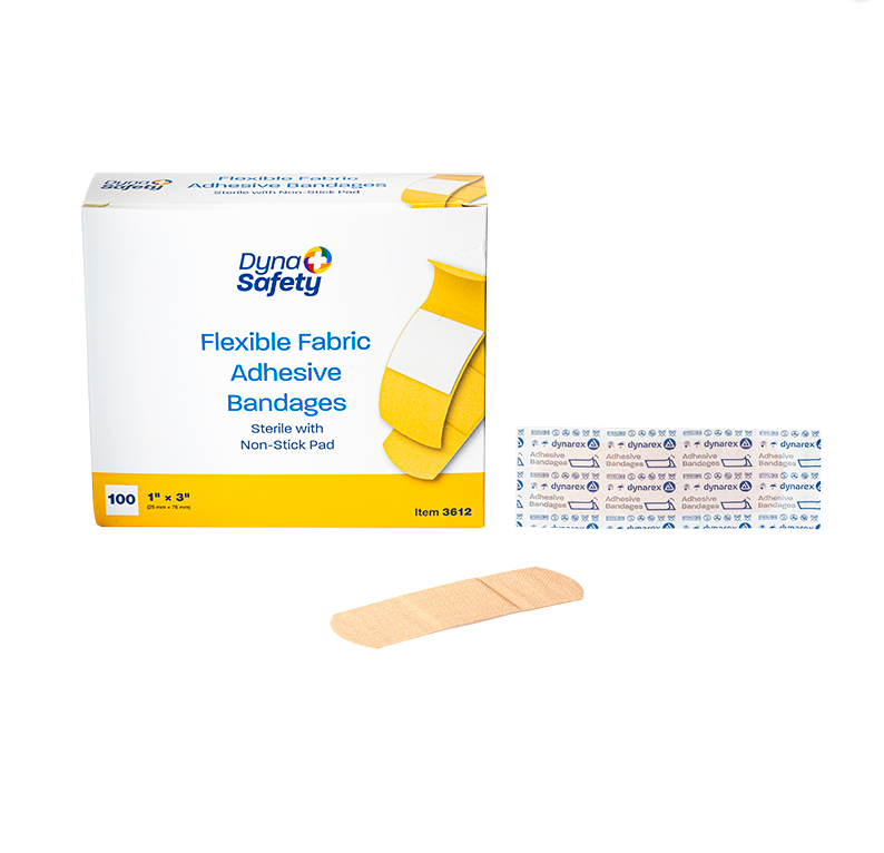 Flexible Fabric Adhesive Bandages Sterile 1" x 3", 100Units per Box