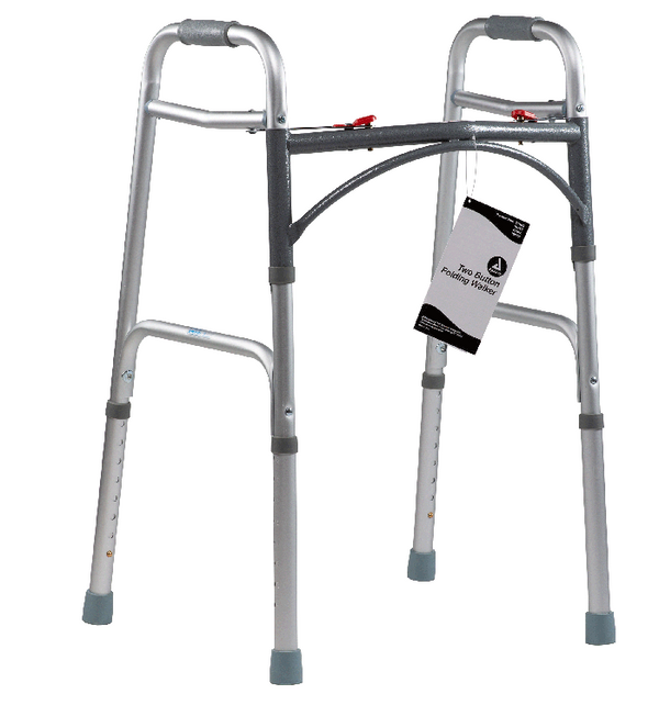 Adult Two-Button Folding Walker 32"-39" | Lightweight Aluminum, 300 lb Capacity