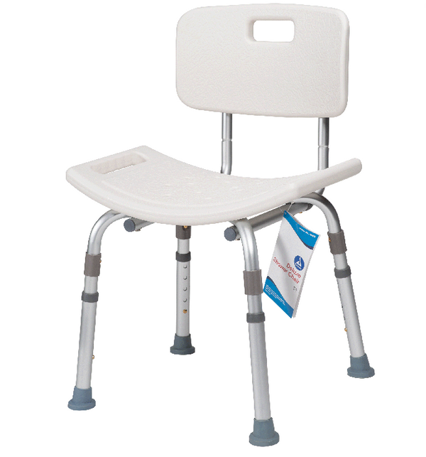 Deluxe Shower Chair with Back – Lightweight Aluminum, Built-In Handles