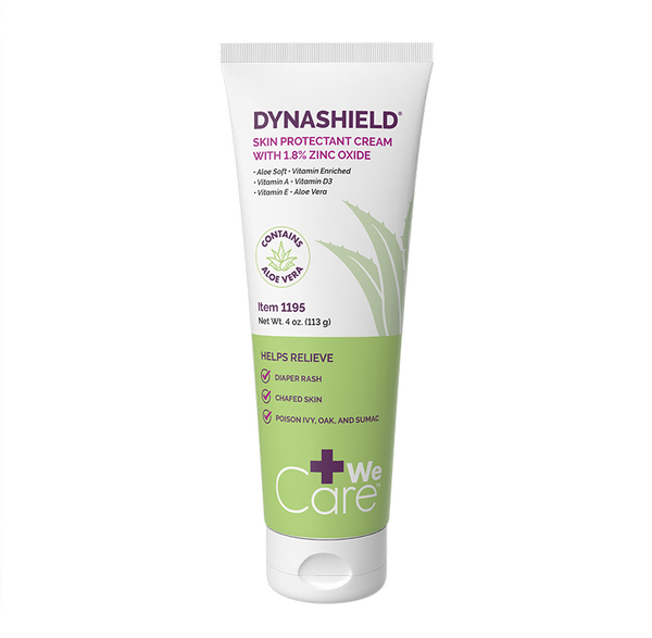 DynaShield Skin Protectant Barrier Cream 4oz Tube | 1.8% Zinc Oxide, Aloe Vera, Vitamins A, D & E