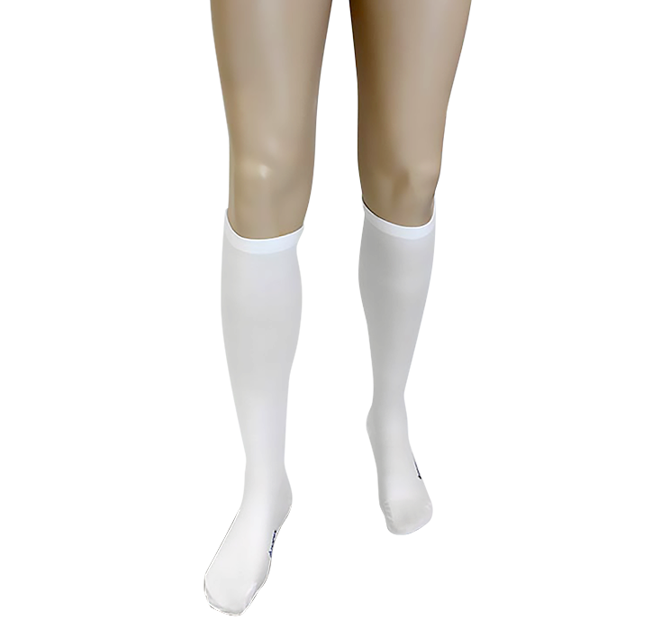 Compression Stockings - Knee High, 1 Pair Stockings, White, Medium & Large Sizes