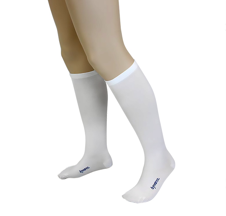 Compression Stockings - Knee High, 1 Pair Stockings, White, Medium & Large Sizes
