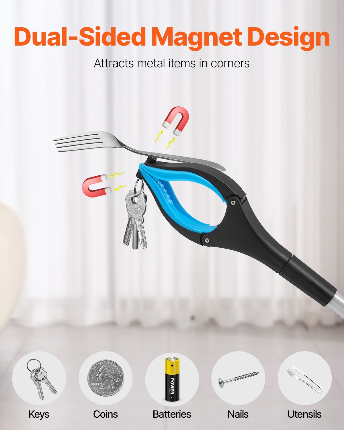 Grabber Reacher Tool, Foldable Reacher Grabber Pickup Tool With 360 Rotating Jaw & Magnets, Grabber Tool Heavy Duty