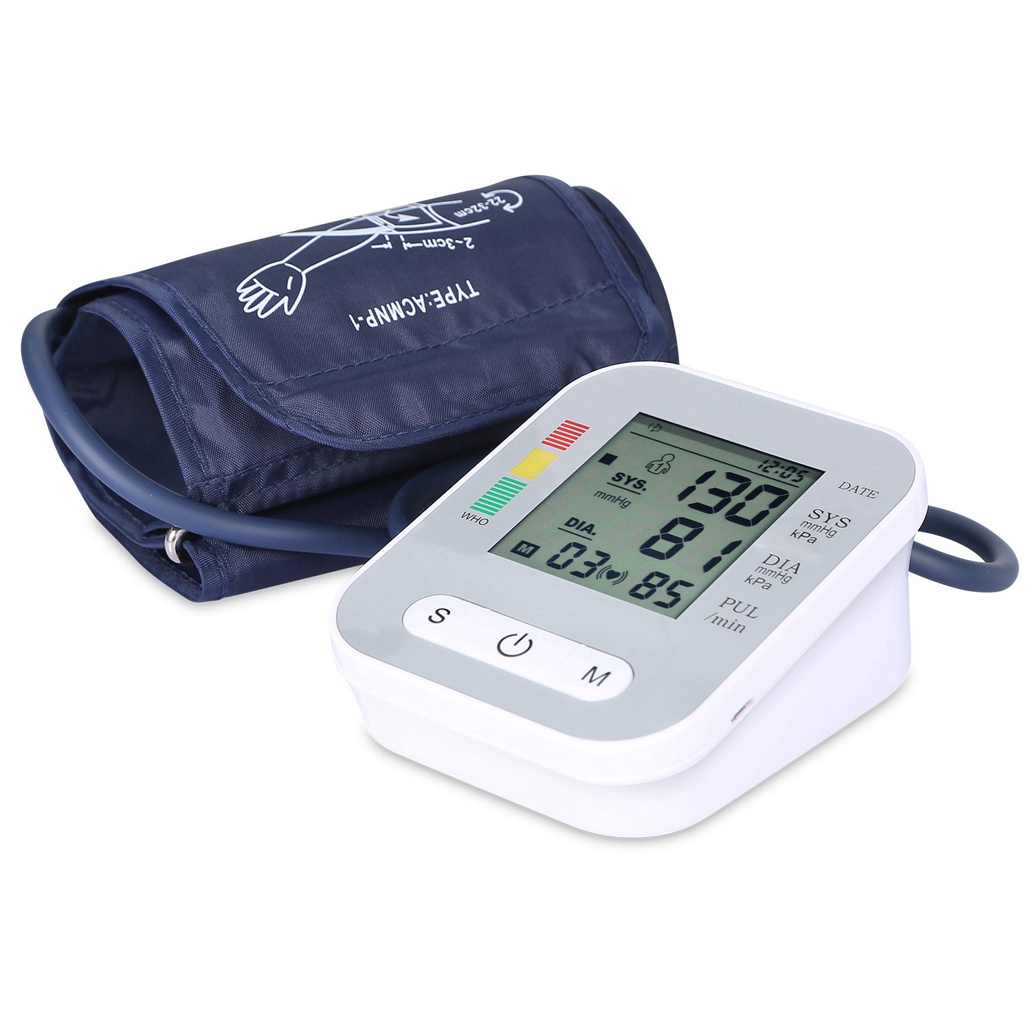 1Pc Digital Arm Blood Pressure Monitor LCD Digital Heart Beat BP Gauge Health Test With Voice